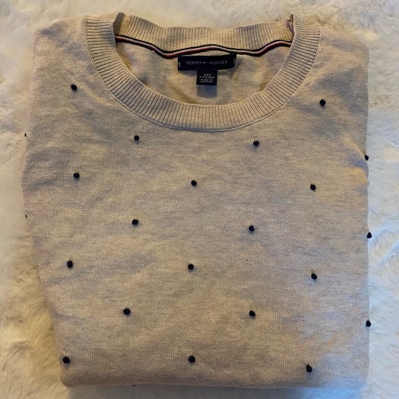 New nude color white navy dots sweater by Tommy Hilfiger - Picture 5 of 6